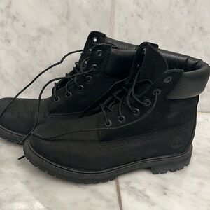 All Black Womens Timberland Premium 6 Inch Boots - Size 8